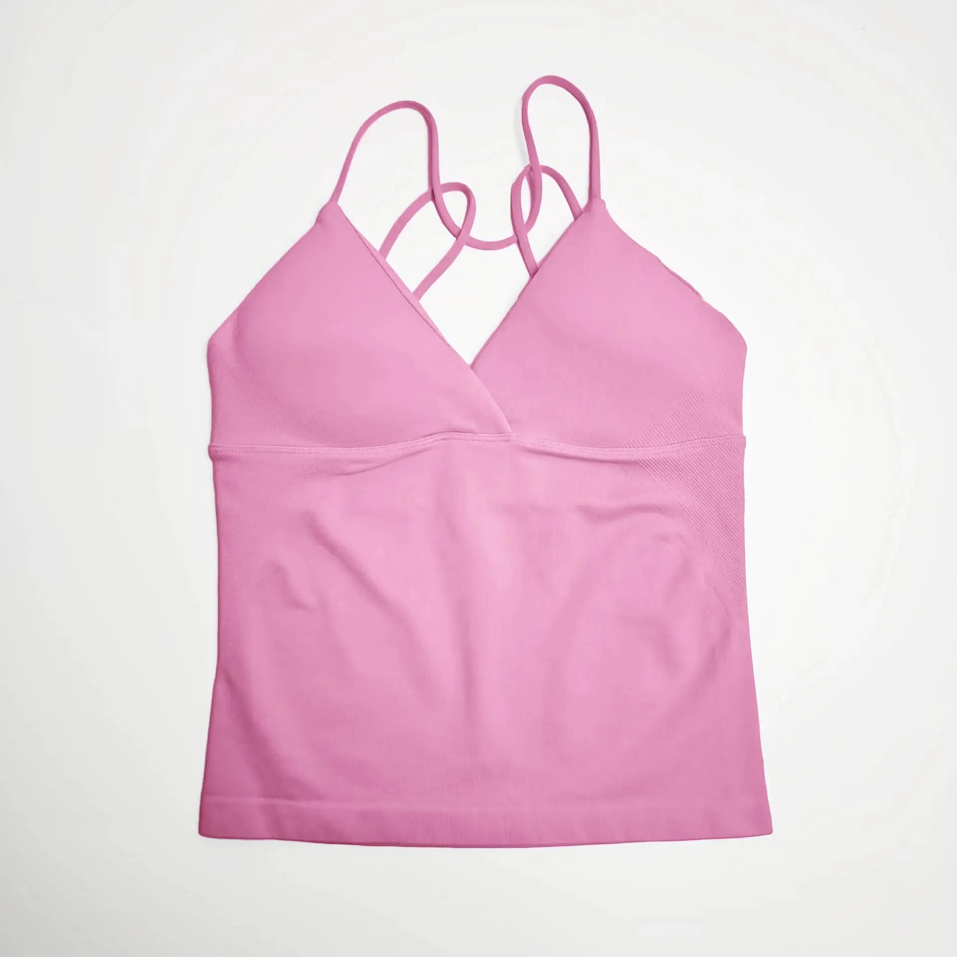 NCLAGEN Vision Twist Front Longline Top pink seamless yoga tank with thin straps