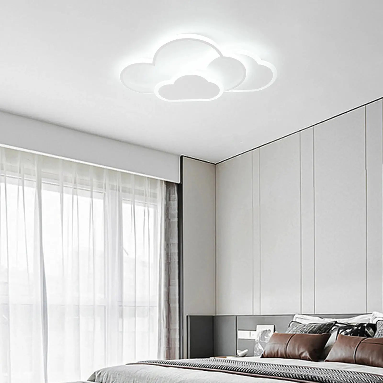 Cloud LED ceiling lamp, white cloud design, 52 cm, modern minimalist lighting