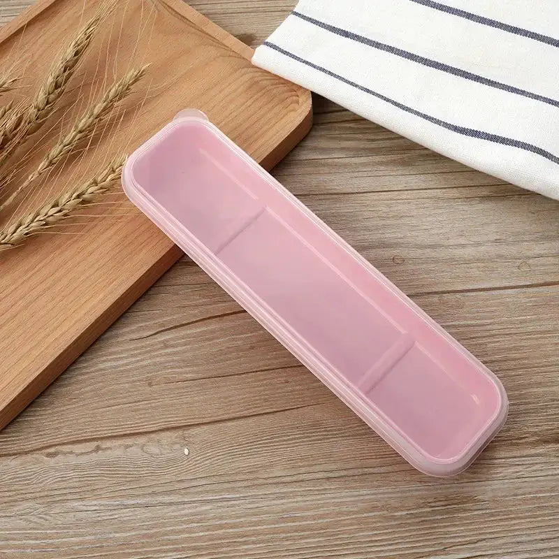 Tableware Box Portable Spoon Fork Cutlery Case With Multicolor Transparent Cover For Students And Household Use