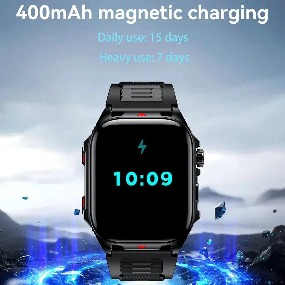 Bluetooth Smart Watch With Call And Heart Rate Monitor Fitness Tracker 2.01 Inch HD Touch Screen IP68 Android