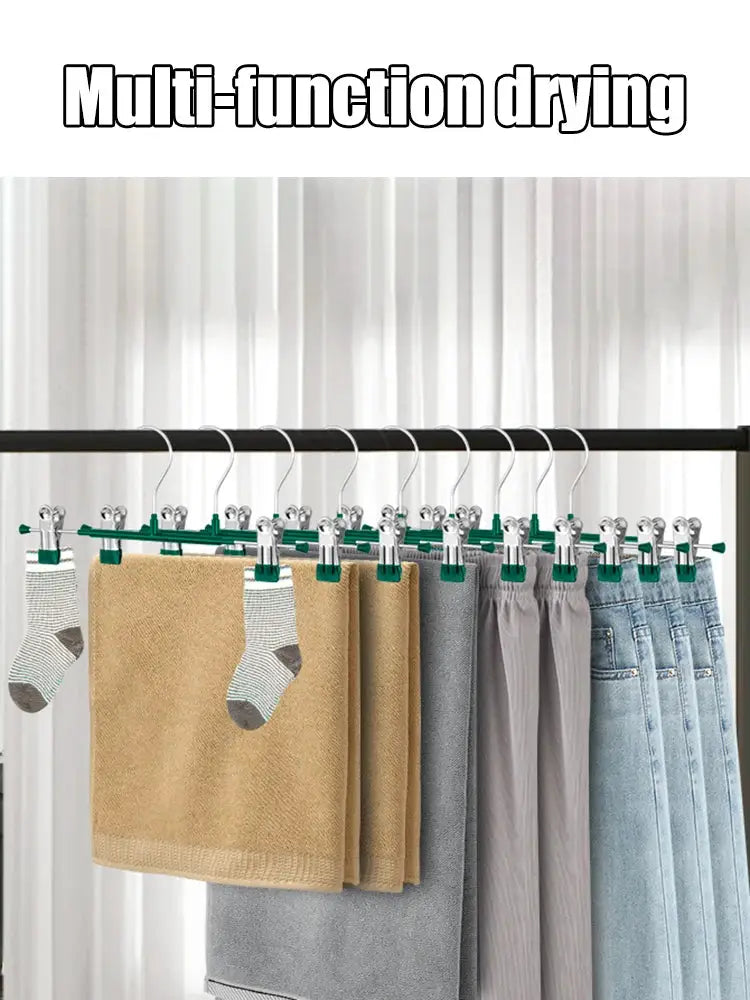 Simples Market 5-piece wardrobe drying rack with stainless steel pants clips and green clamps