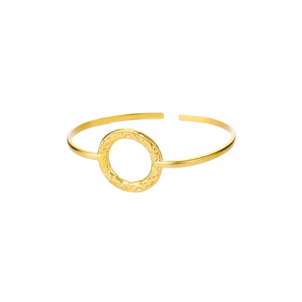 Exquisite Classic Bump Pattern Open Bangle Cuff Bracelet For Women Gold Color Stainless Steel Hand Ornament Gift