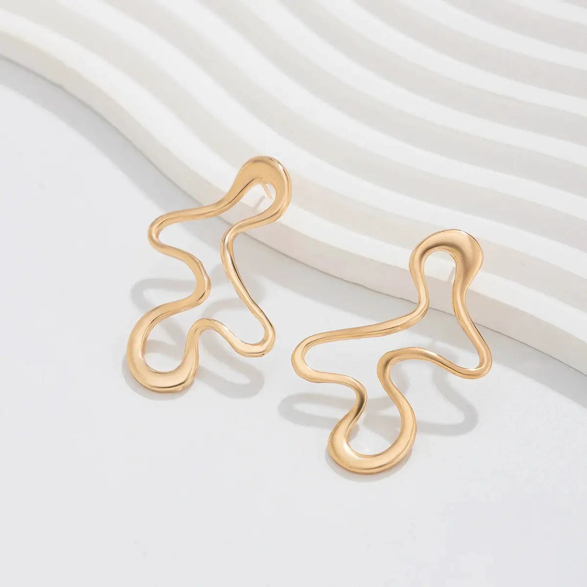 IngeSight.Z Minimalist Irregular Hollow Geometry Metal Stud Earrings Gold Color For Women Punk Statement Jewelry