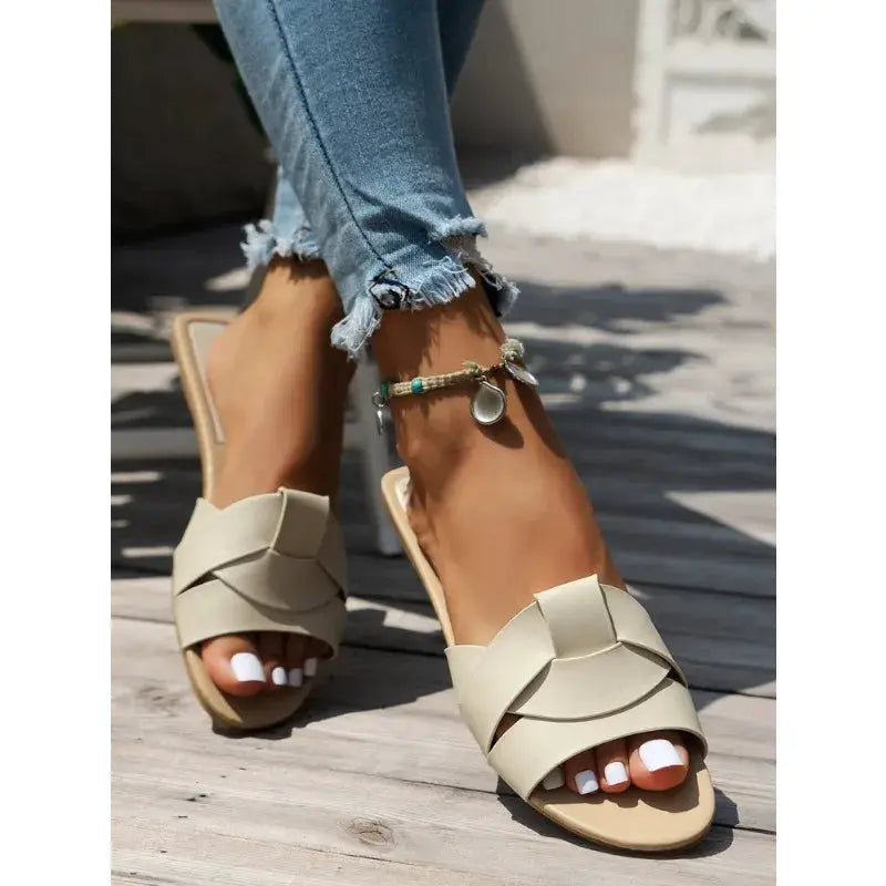 Clogs sandals with cork sole, beige suede straps, and arch support