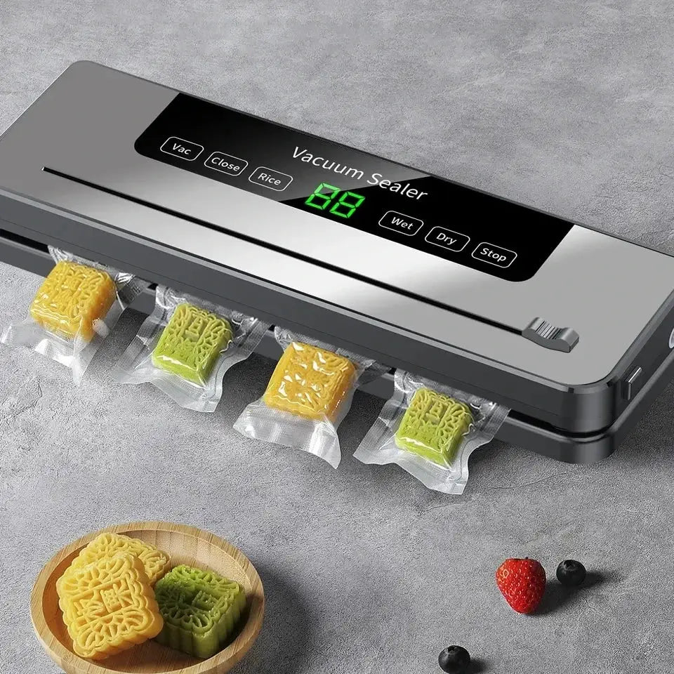 Electric Vacuum Sealer For Food Storage Dry And Wet Sealing With Touch Button Built In Cutter For Kitchen