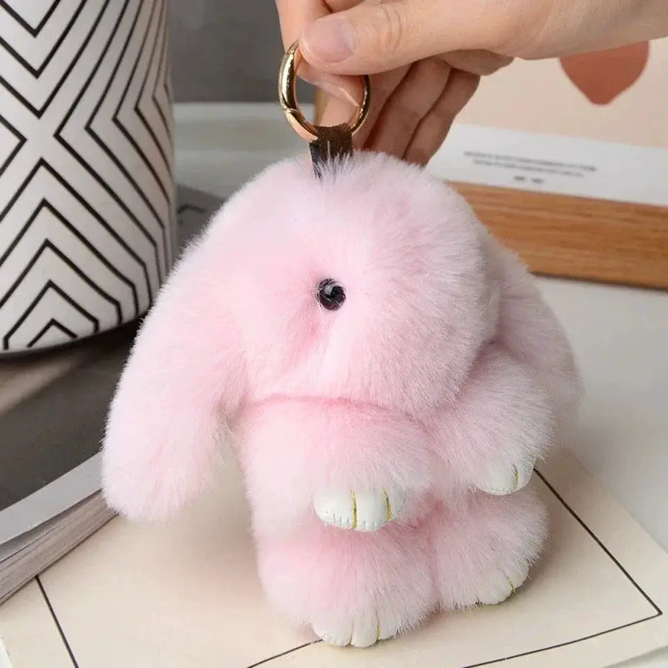 15cm Fluffy Rabbit Fur Pom Pom Keychain Bunny Toy Bag Decoration Soft Cute Gift for Girls