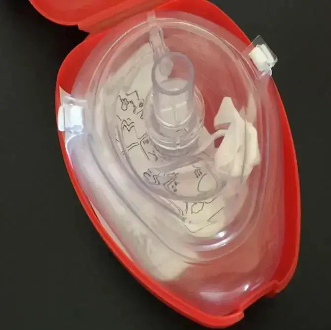 CPR rescue mask in red case with clear one-way valve resuscitator from Simples Market