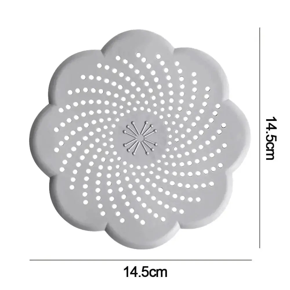 Silicone flower-shaped drain cover by Simples Market, gray, 14.5 cm, sink strainer