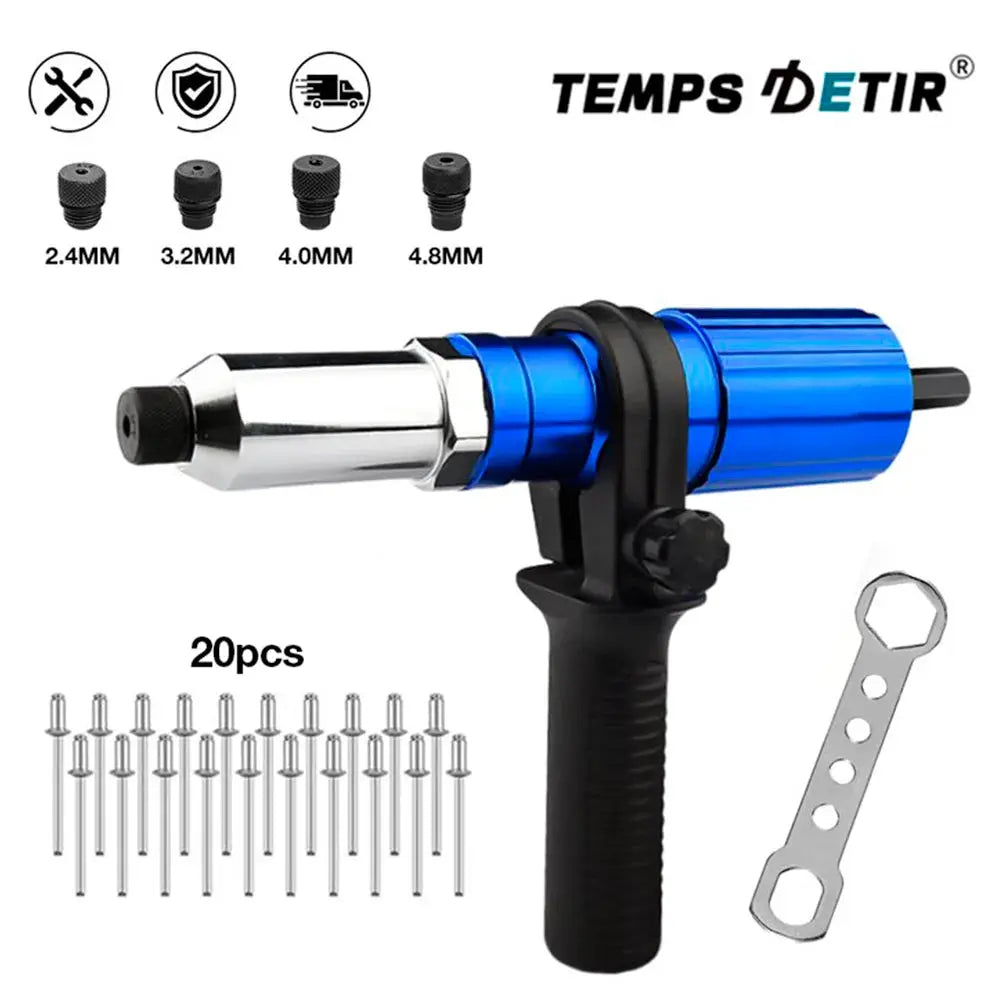 Electric Rivet Gun 2.4 To 4.8 Millimeter Portable Rivet Nut Gun Drill Adapter Kit For Wireless Cordless Use