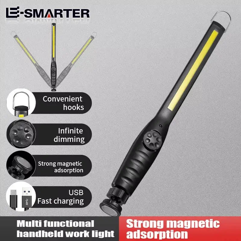 PulseLite Portable COB Work Light With Magnetic Rechargeable LED Flashlight And Stepless Dimming 700 Lumens
