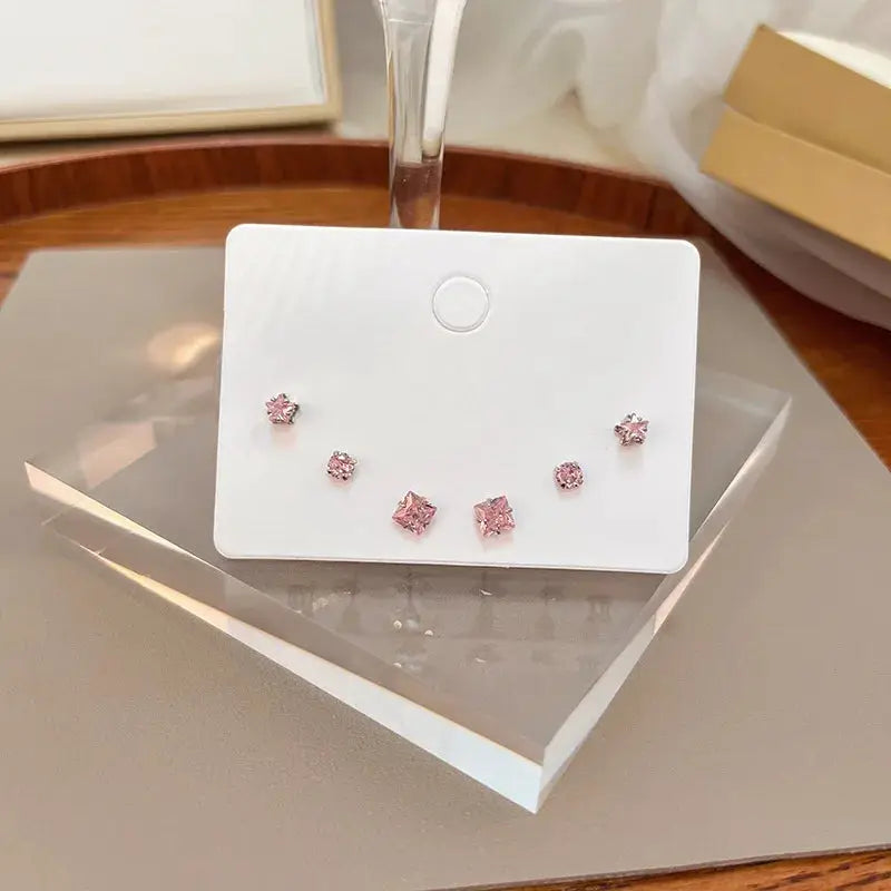 New S925 Silver Needle Stud Earrings Set For Women Girls Simple Cute Exquisite Mini Jewelry Gift Wholesale Direct Sales