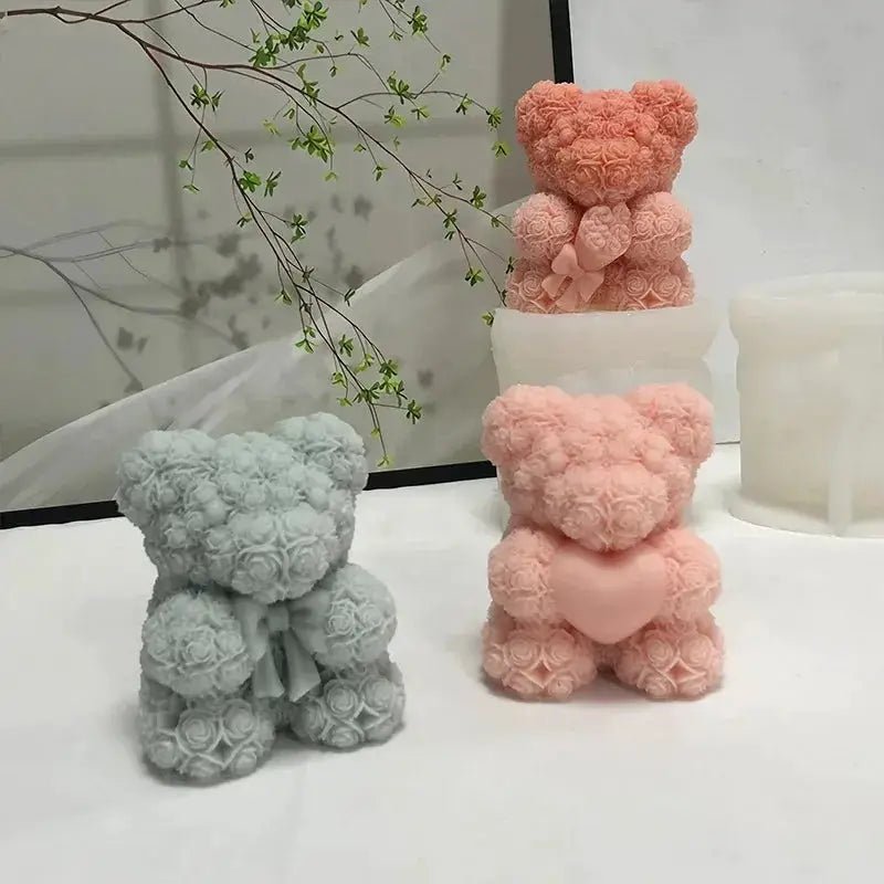 3D Bear Hug Silicone Candle Mold for Diy Crafts Cute Bear Shape Resin Soap Plaster Mold Home Decor Gift - Simples Market