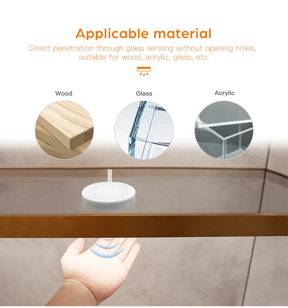 Under-cabinet LED light with touch sensor and dimmable switch, white circular module by Simples Market