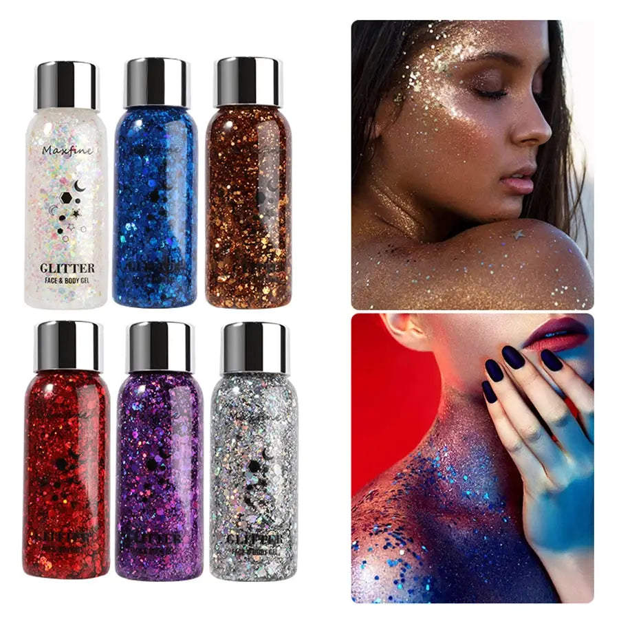 Long-Lasting Body Glitter Gel With Sequins For Face Eyes Hair Mermaid Scales Effect For Prom Party