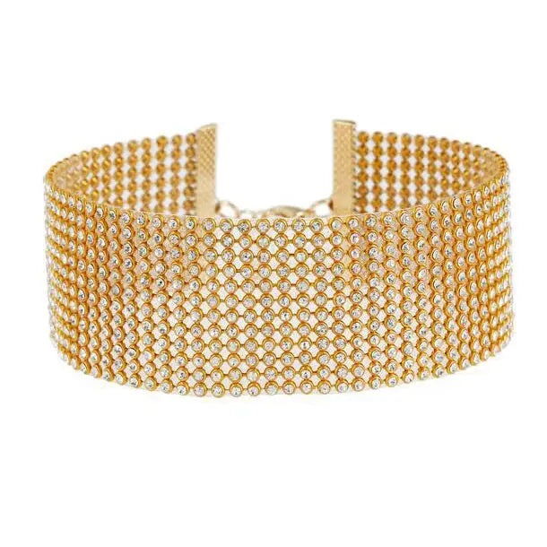Top Quality Rhinestone Choker Necklace Shiny Punk Hip Hop Style For Women Party Gift Korean Jewelry