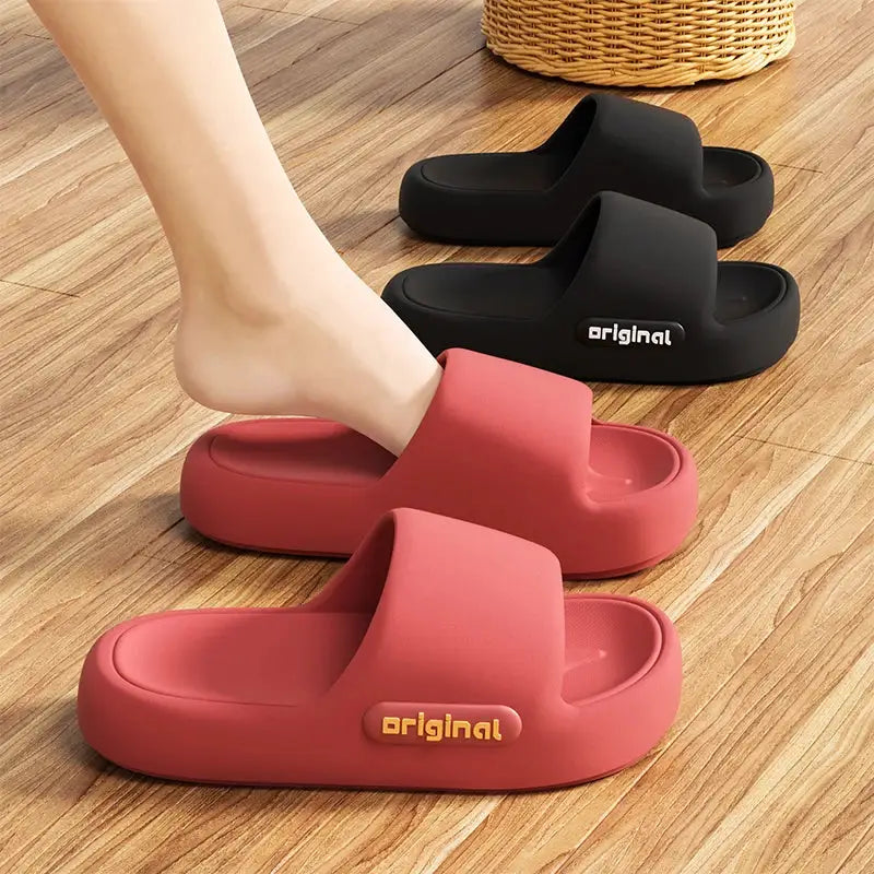CloudWalk Thick Platform Pillow Slippers For Women With Soft EVA Soles Non Slip Indoor House Shoes