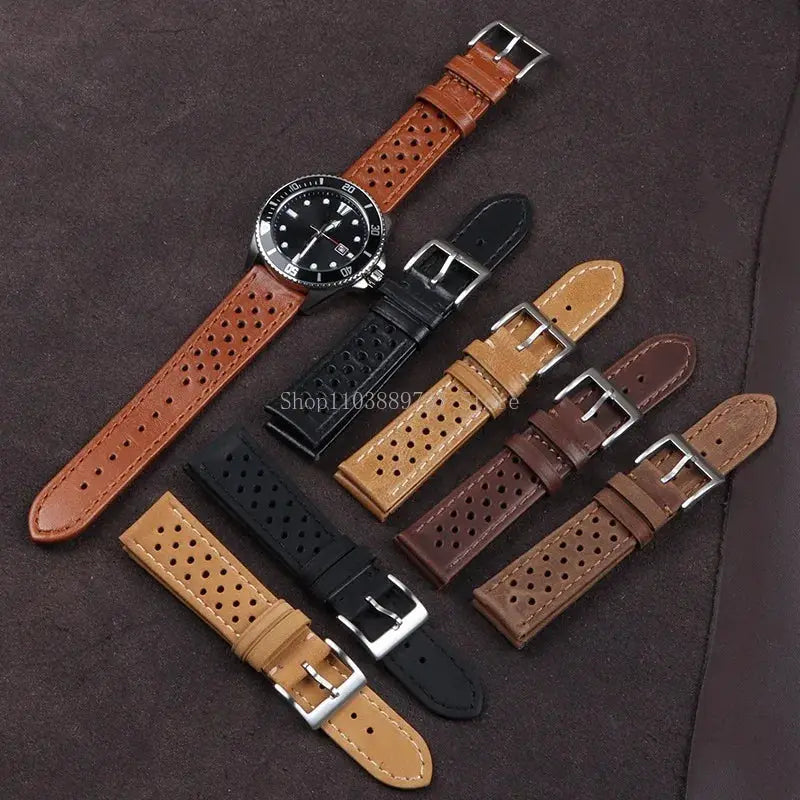 EraCraft Vintage Genuine Leather Watch Strap 18mm 20mm 22mm Universal Fit Breathable Cowhide Comfort