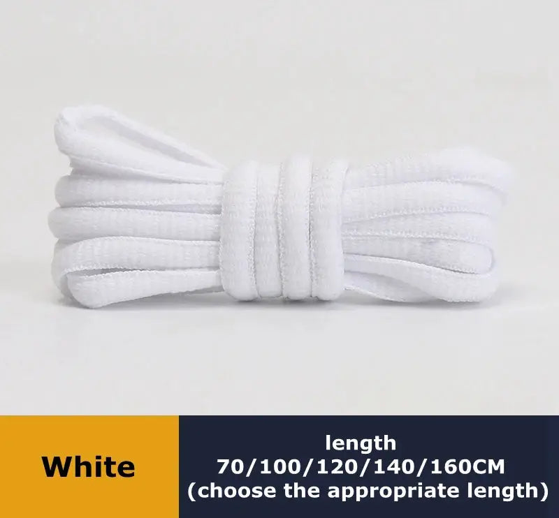 White round shoelaces, 1 pair bundled, ideal for outdoor leisure shoes; length options 70/100/120/140/160 cm