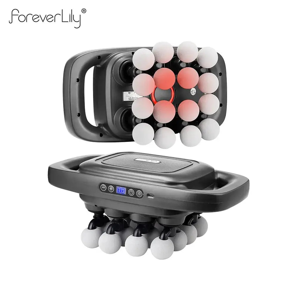 16-head fascia gun massage device by ForeverLilly with high-frequency vibration and digital control