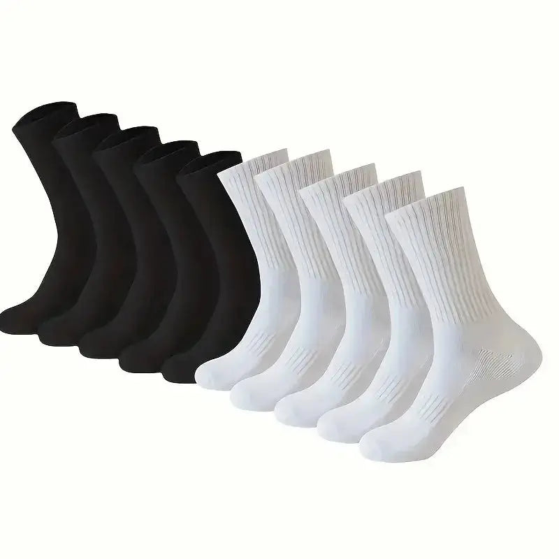 Neutral Solid Color Crew Socks Pack 5 10 20 Pairs Breathable Sweat Absorbing All Season Polyester Elastane Blend