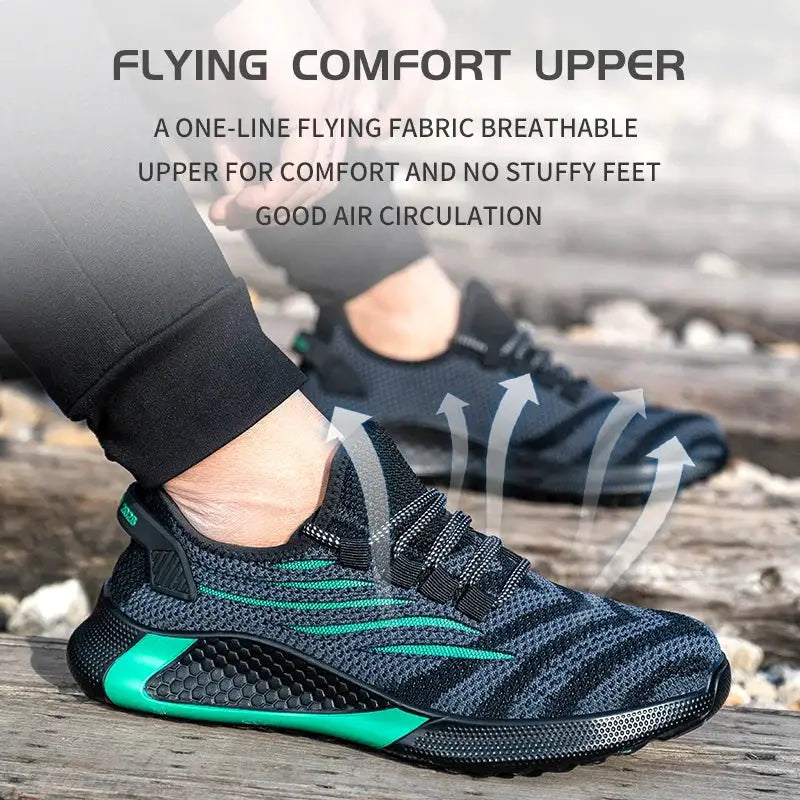 Men Work Safety Shoes Anti Puncture Sneakers Steel Toe Kevlar Midsole Lightweight Indestructible Boots