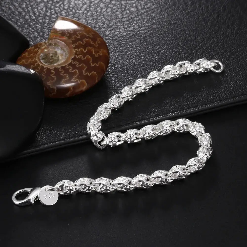 925 Sterling Silver Fine Chain Bracelet For Women And Men With Charms Wedding Gift Fashion Jewelry