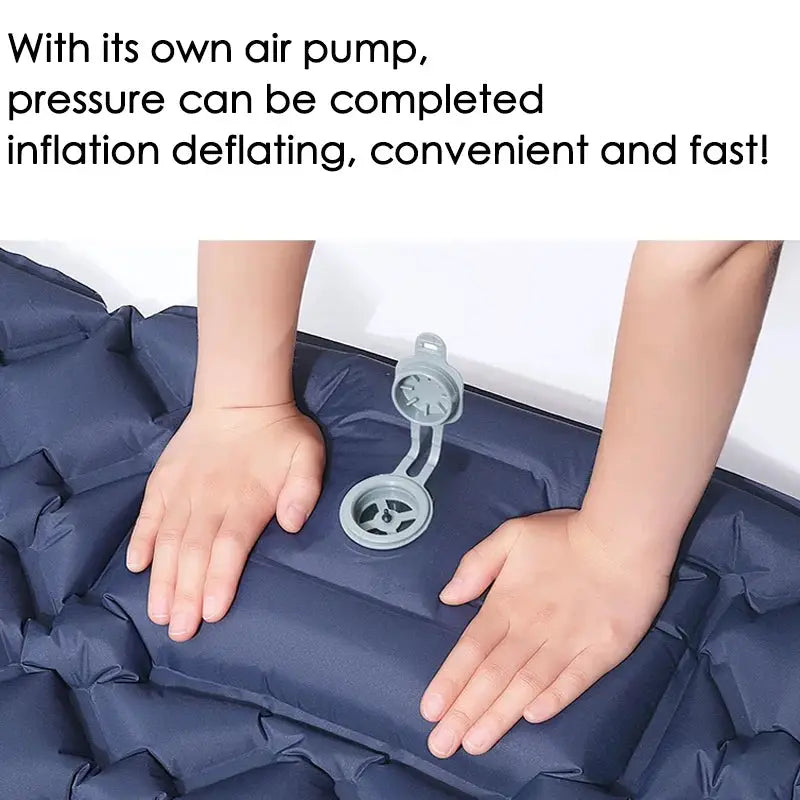 Double camping air mattress by Simples Market with built-in pump, navy blue, waterproof and portable