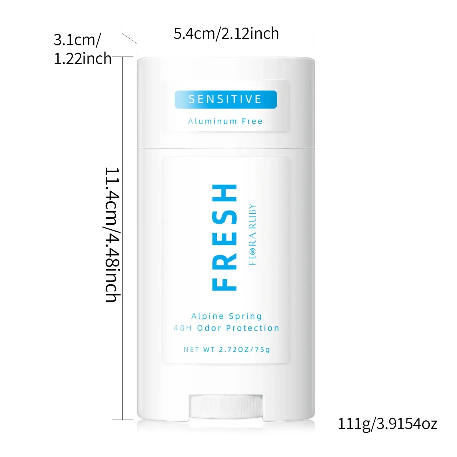 Deodorant stick, sensitive aluminum-free formula, white bottle, 75g