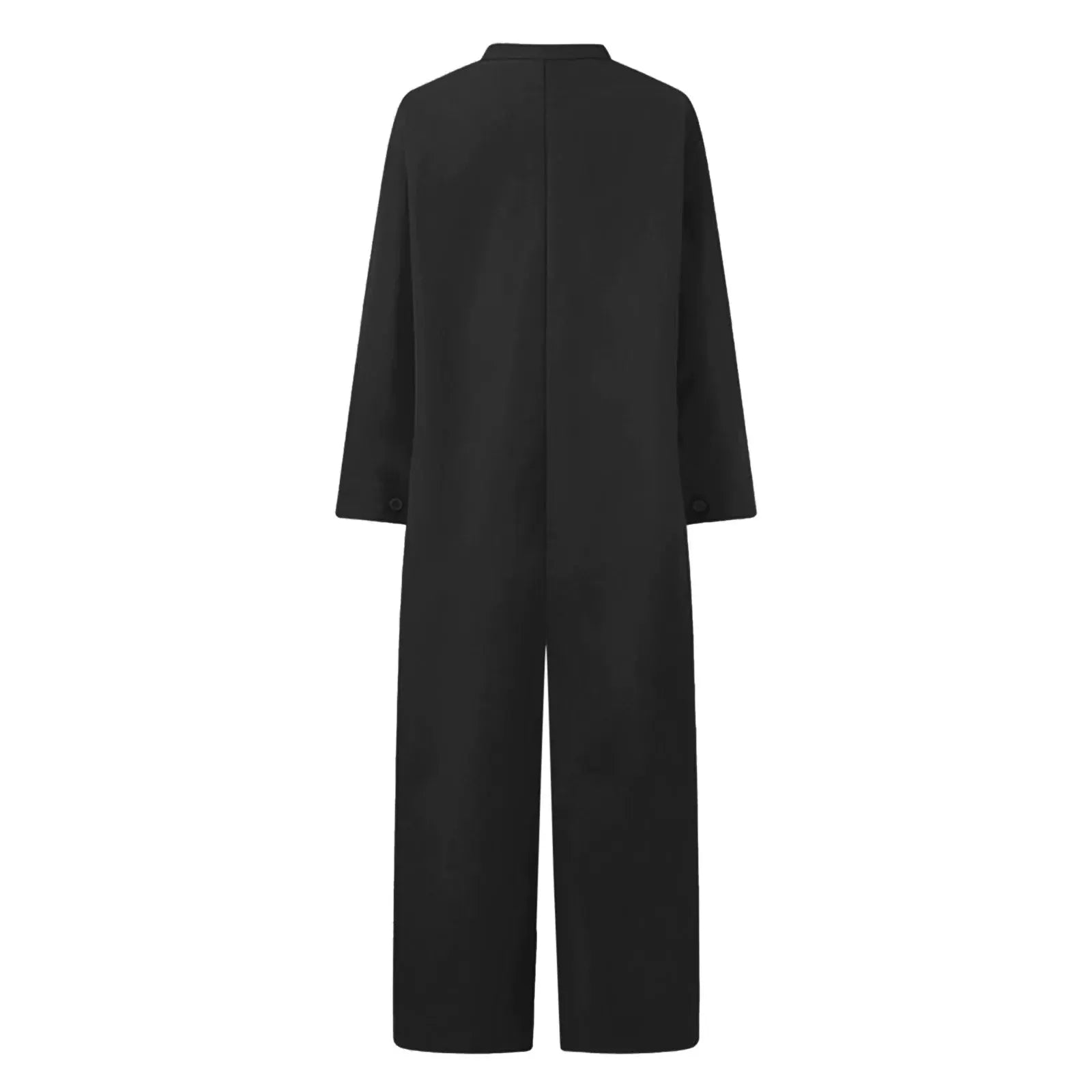 Jumpsuit, women's solid black with long sleeves and loose fit by Simples Market.