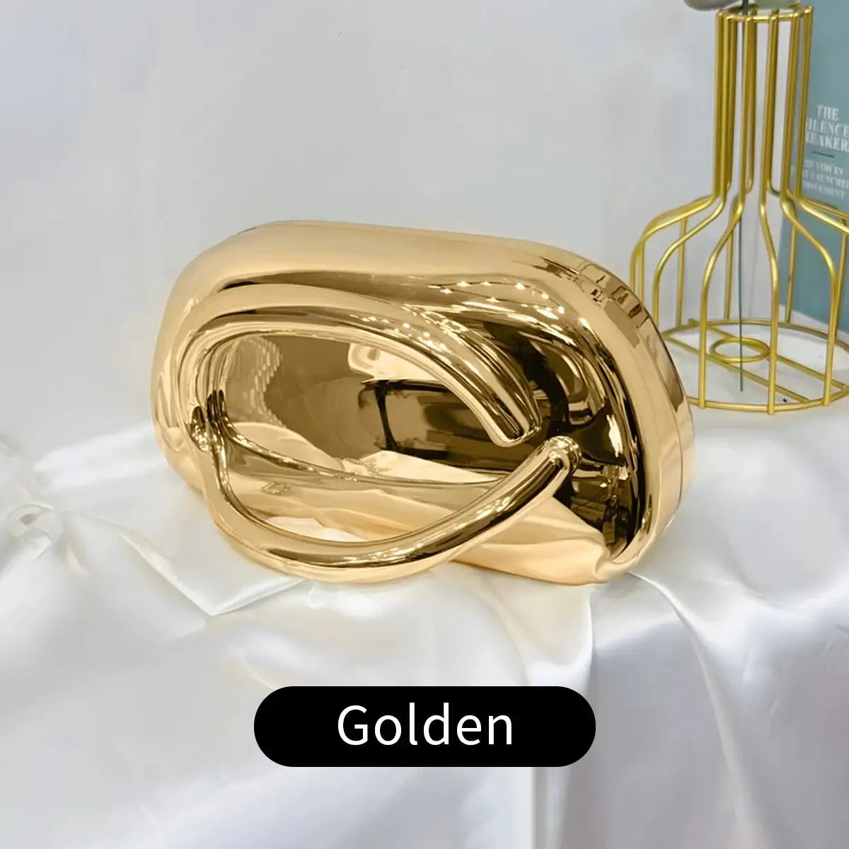 Acrylic box-shaped crossbody bag in gold for evening events