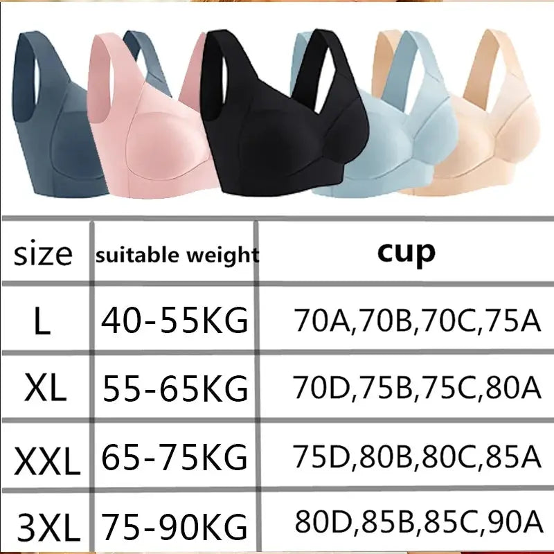 Simples Market 3-pack women's sport bras in assorted colors; seamless, wireless bralettes for plus sizes