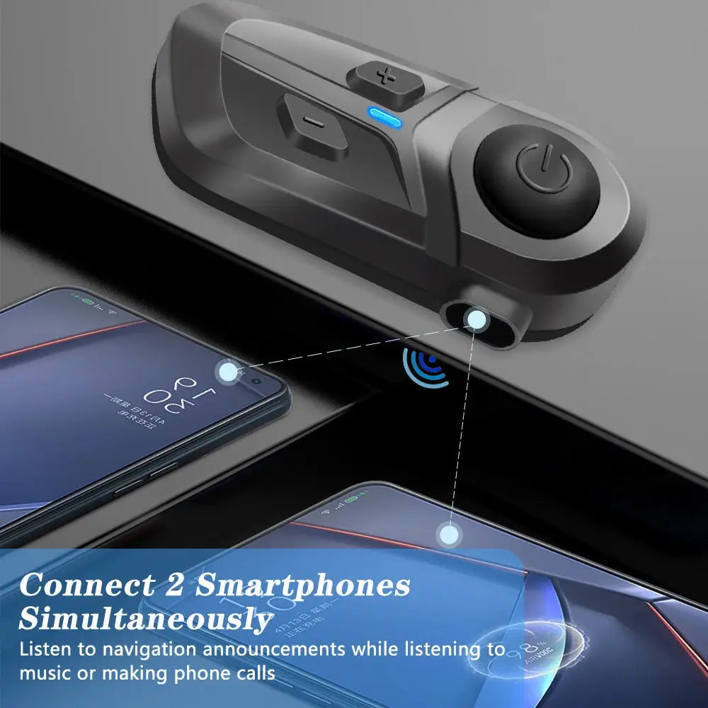 RidePulse Bluetooth 5.3 Wireless Motorcycle Helmet Headset With Hands Free Calls Waterproof Earphones And Music Player