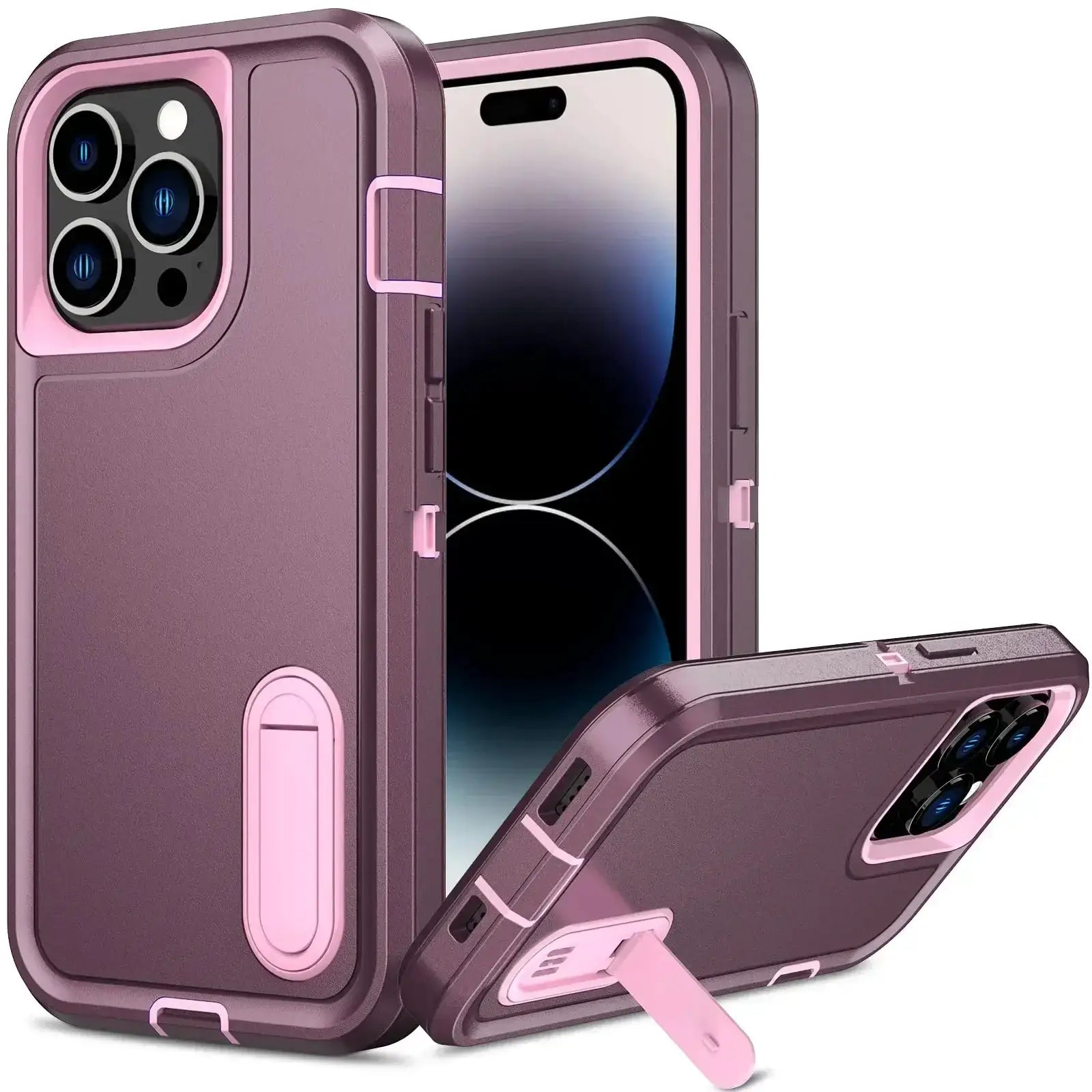 Case for iPhone by Simples Market, rugged pink-purple kickstand cover with anti-scratch, shockproof protection