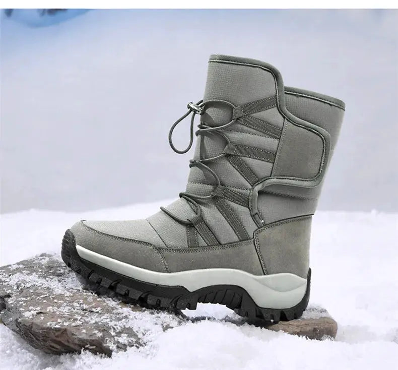 Mens Winter Boots Waterproof Plush Lined Non Slip Outdoor Hiking Ankle Boots All Weather Warmth