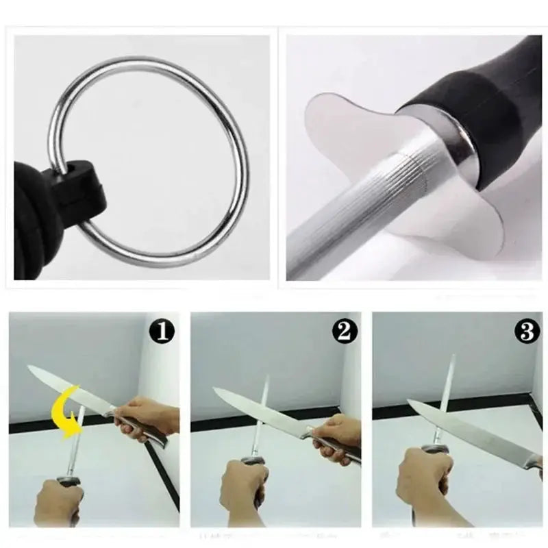 Professional Carbon Steel Knife Sharpener Rod With ABS Handle For Durable Kitchen Tool