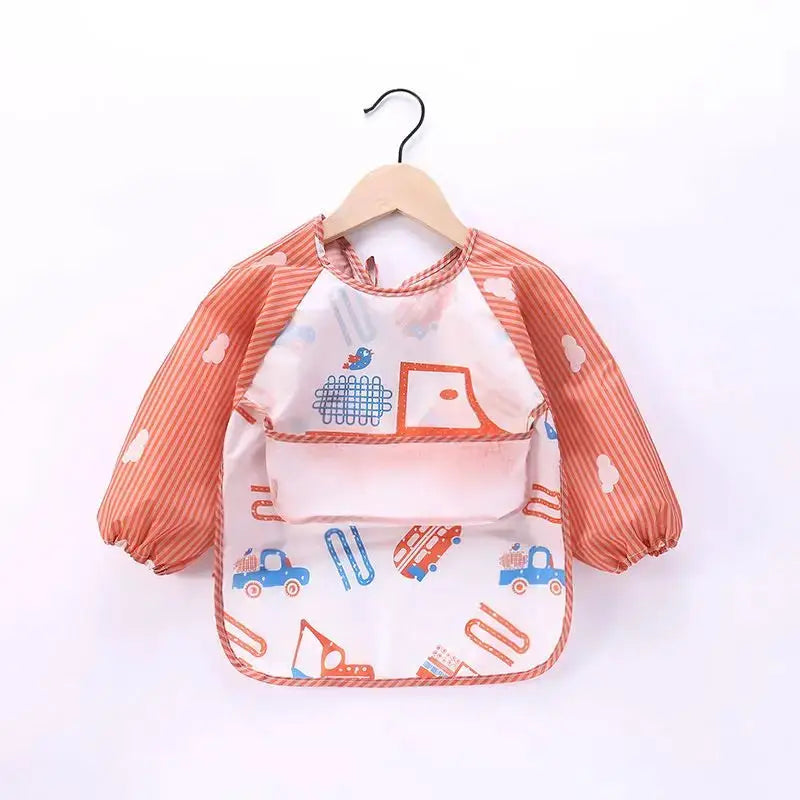 Waterproof EVA Full Sleeve Baby Bibs For Kids Long Sleeve Feeding Smock Apron Eating Breastplate Infant Clothing