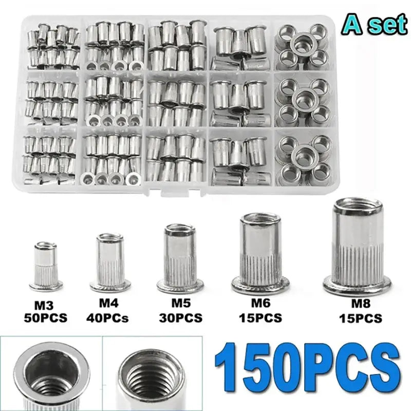 Threaded Rivet Nut Kit Aluminum Alloy Rivet Nut Gun Set M3 To M8 For Woodworking And DIY Projects