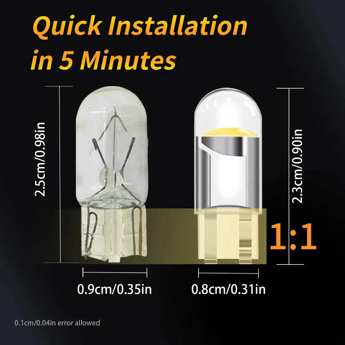 W5W T10 LED car bulbs, 2-pack for automotive reading, clearance and turn signals