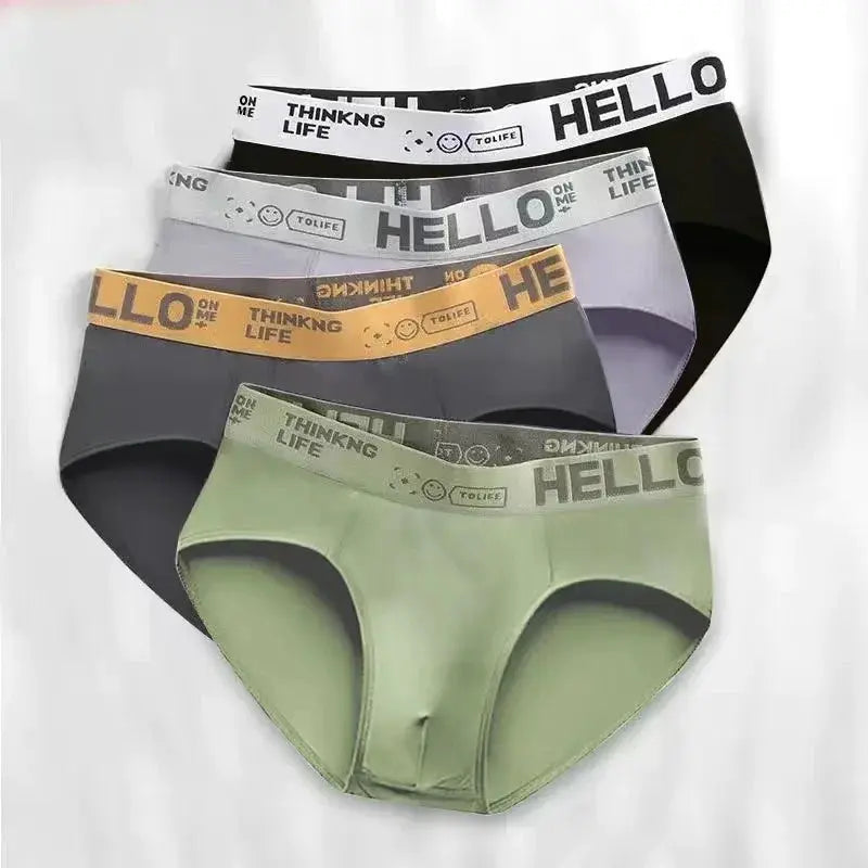 Men's briefs 4-pack breathable underwear with elastic waistband in assorted colors