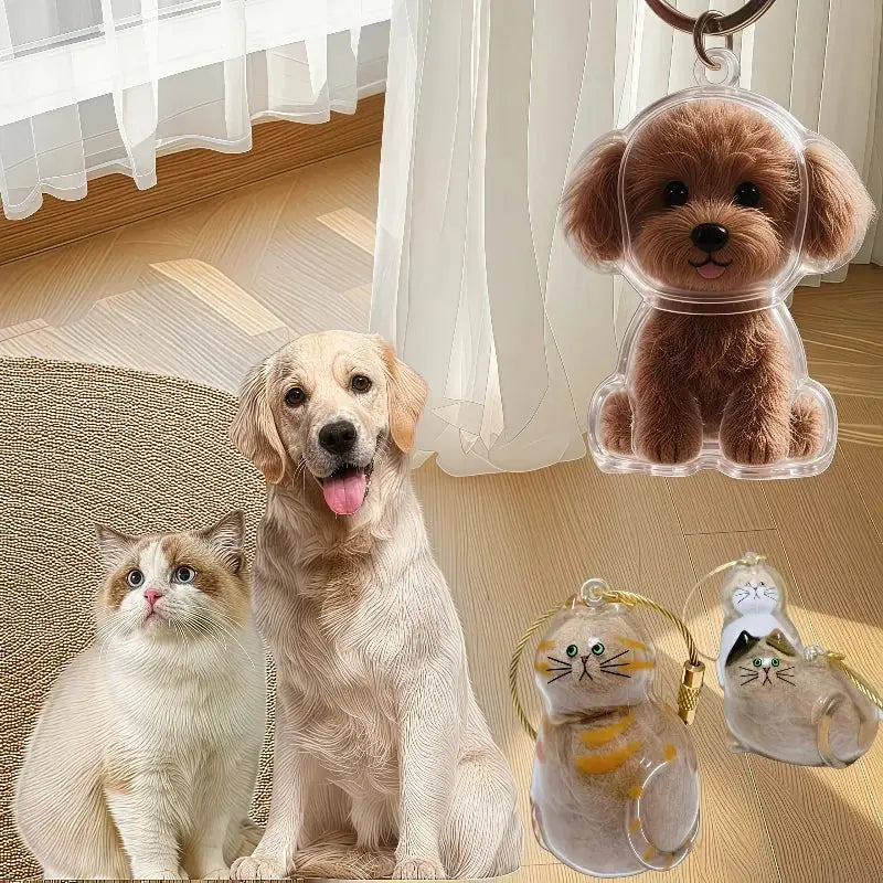 Transparent Dog Hair Storage Pendant Keychain For Memorial Keepsake DIY Fur Bottle For Pet Lovers