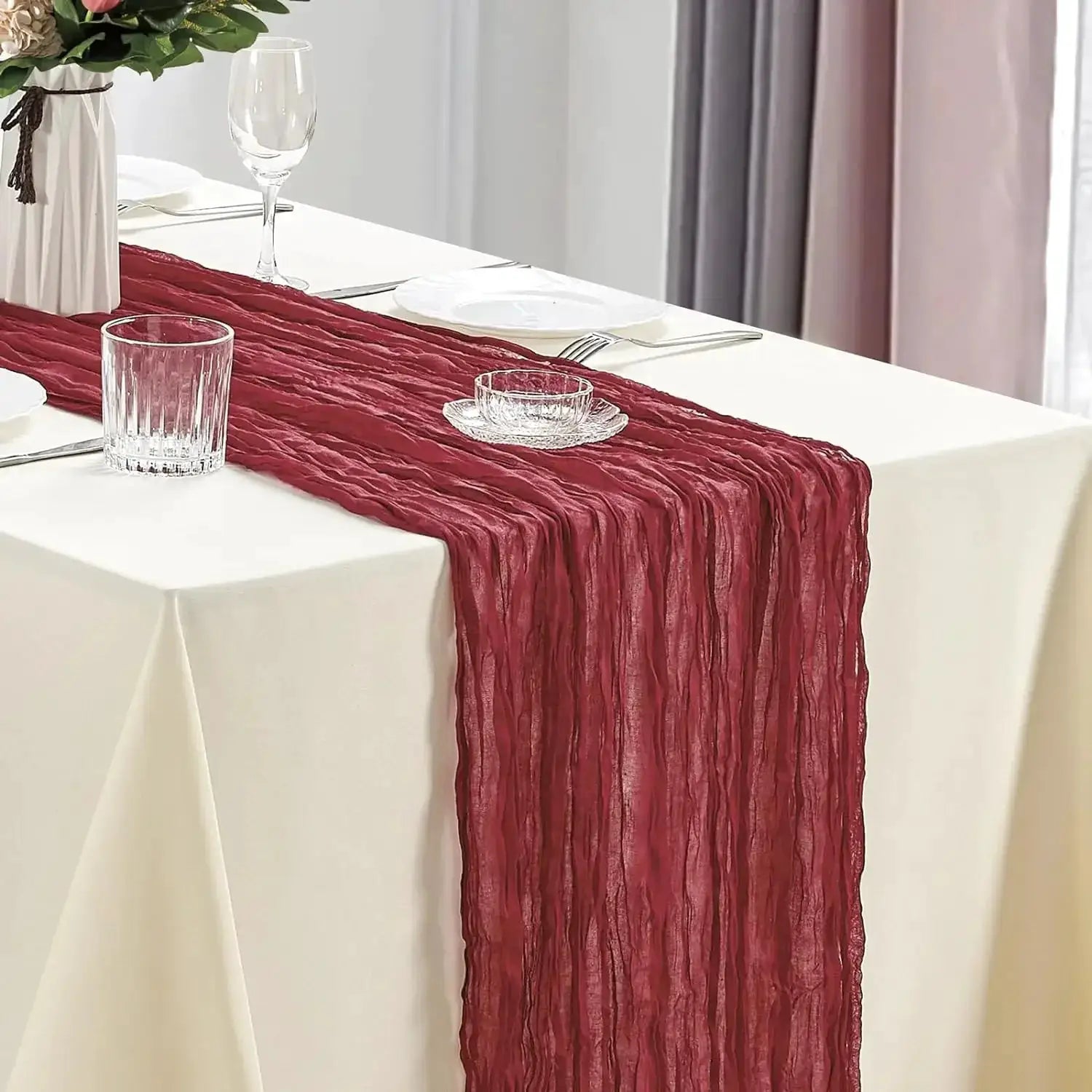 Set Of 10 Dusty Blue Cheesecloth Table Runners 40x270 Cm Boho Gauze Rustic Sheer For Wedding Bridal Shower Banquet