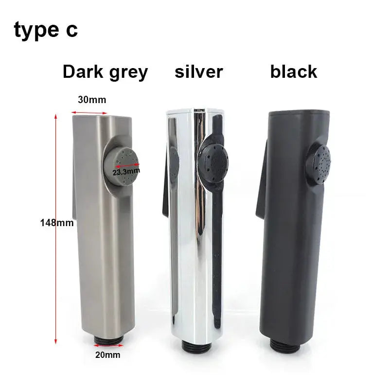 Simples Market handheld bidet sprayer set, ABS plastic, self-cleaning, in dark grey, silver and black (3 pieces)