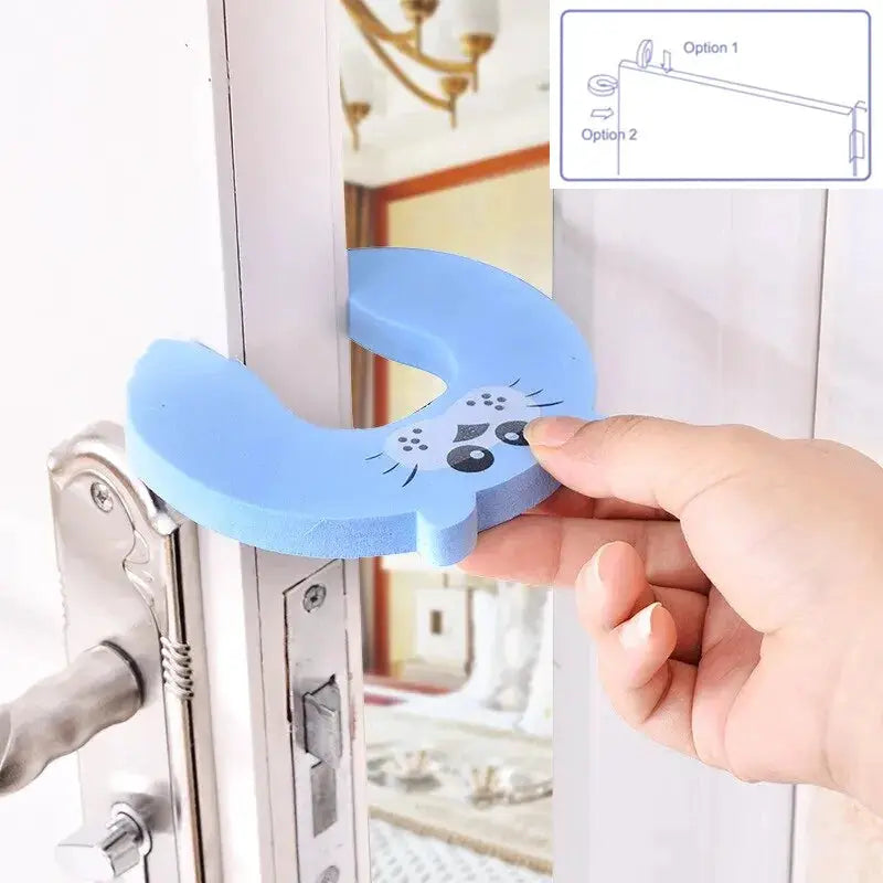 Door stopper blue cartoon animal for baby safety; anti-pinch finger protector for door edge