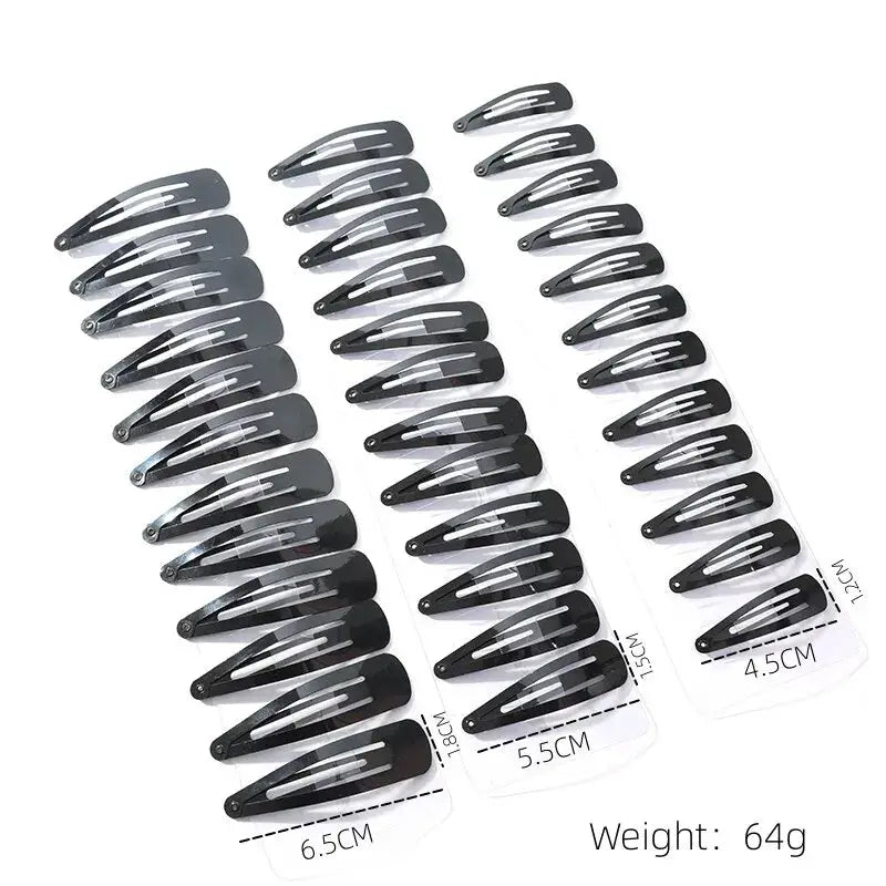 LuxeLoom Black Tassel Hair Clips Pack Of 36 Durable Electrophoretic Iron Secure Hold For All Ages