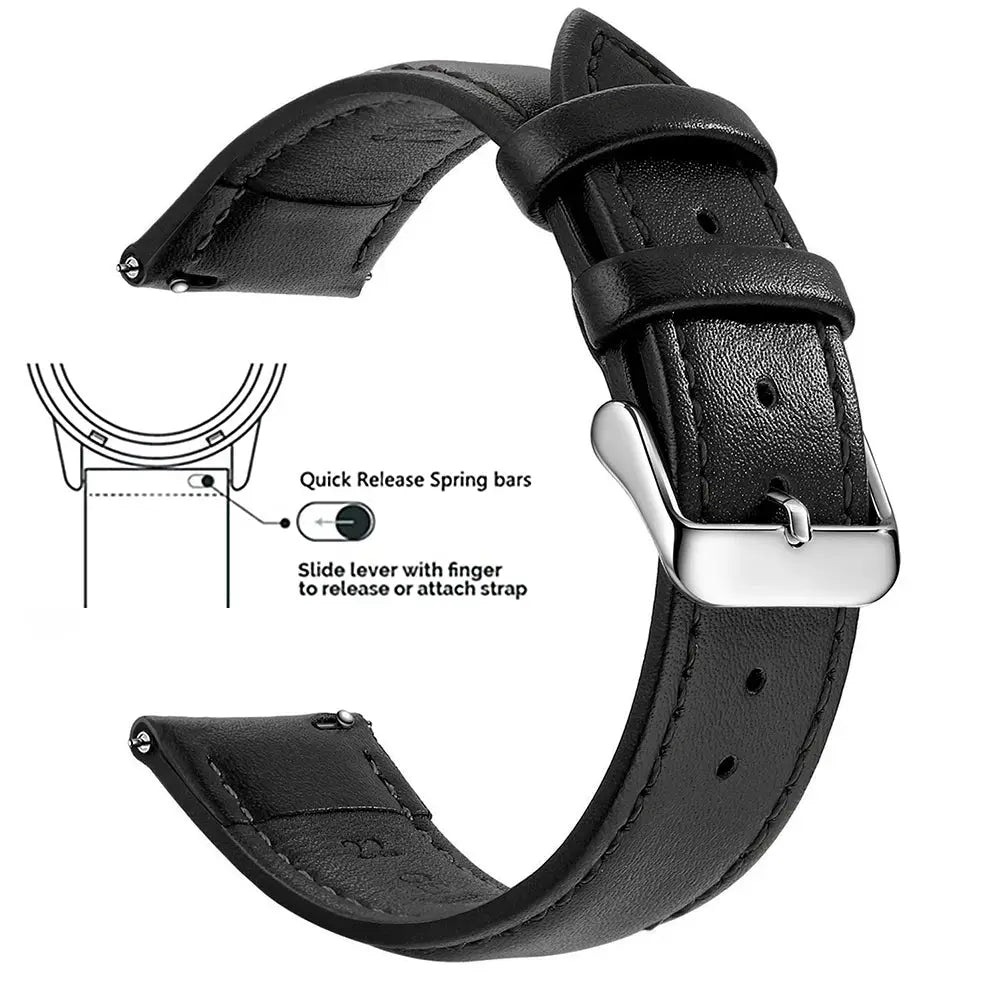 Timely Top Grain Genuine Leather Watch Band Quick Release For Easy Swaps Fits 12 To 24 Mm