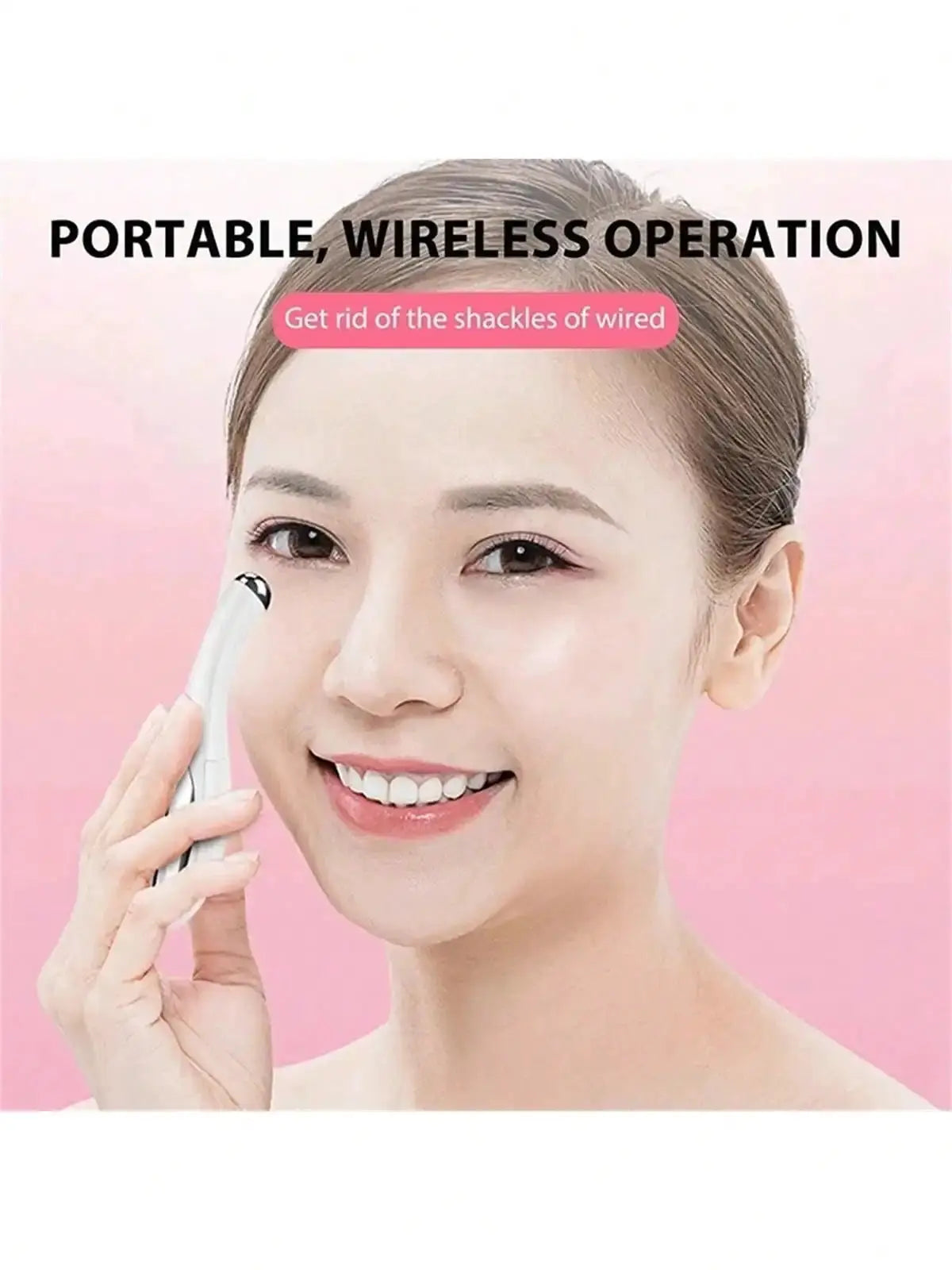 White cordless eye massager pen for portable, wireless eye care