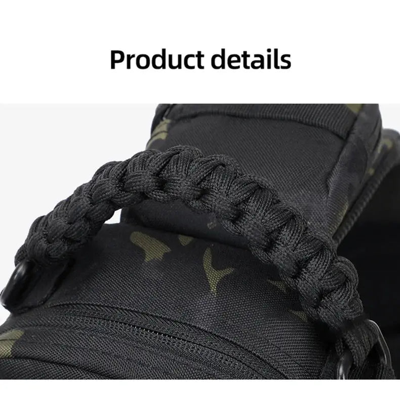 Tactical chest bag Simples Market; black camouflage fabric with braided paracord detail