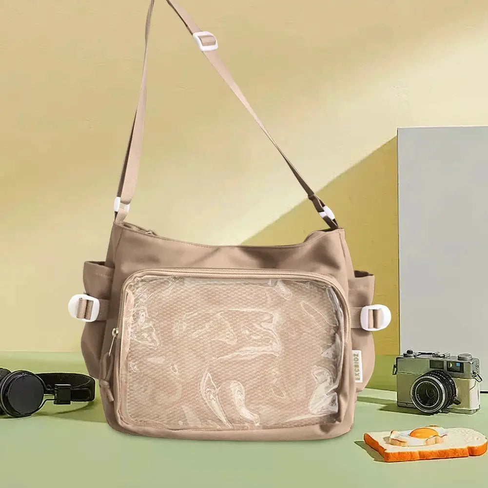 Women Ita bag by Simples Market in beige with a clear front window