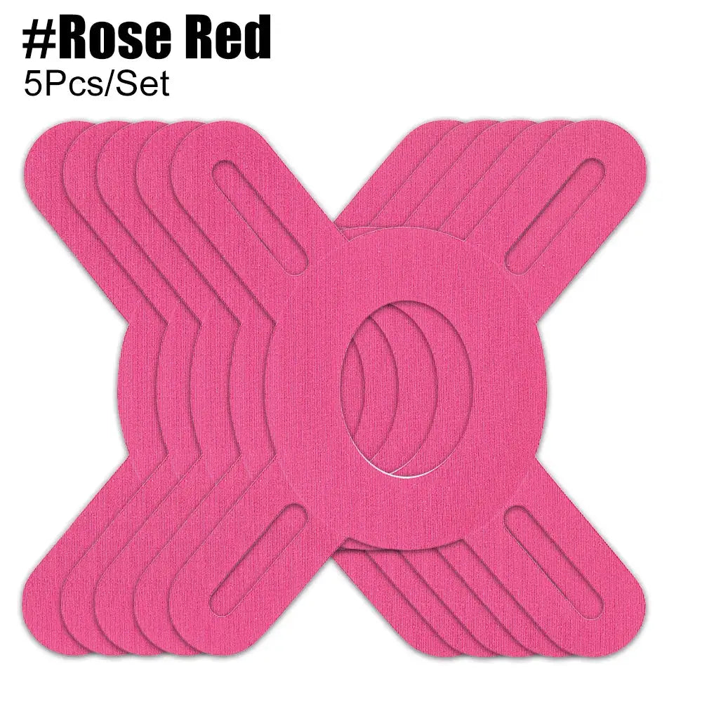 Knee kinesiology tape set, rose red, 5-piece by Simples Market (professional grade)