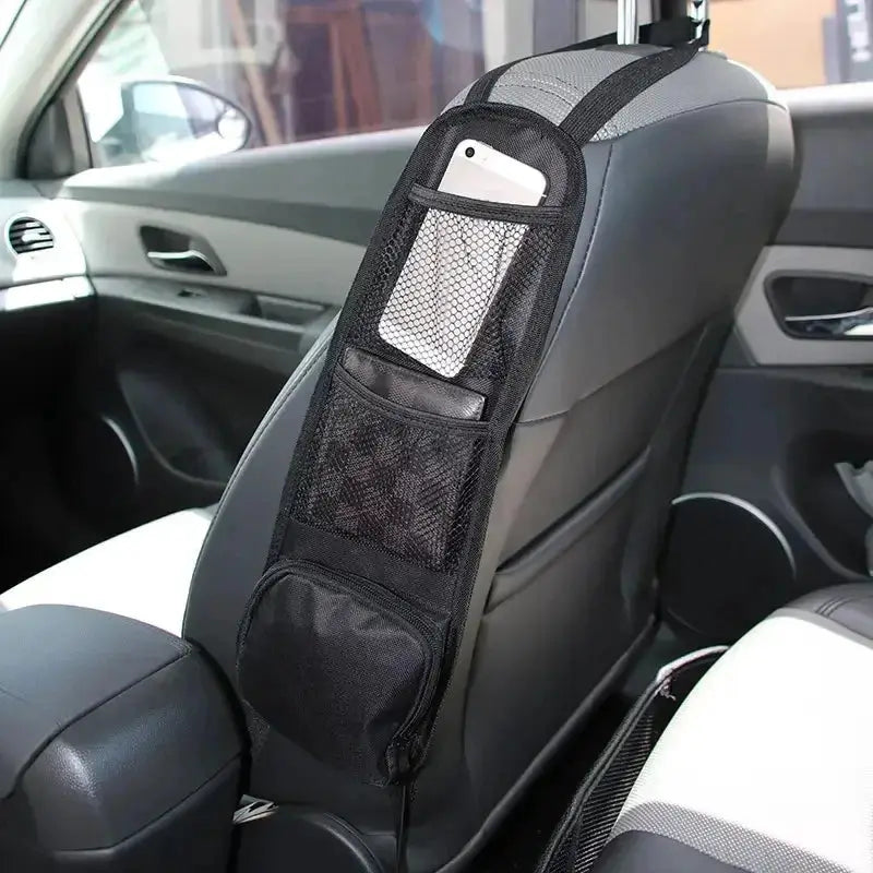 1 Pack Car Seat Back Hanging Bag Oxford Cloth Waterproof Insulated Side Storage Organizer With Transparent Grid View